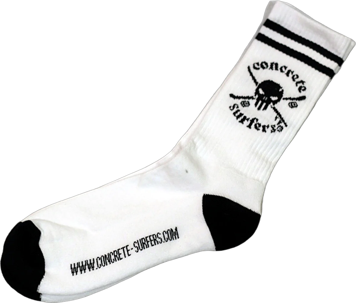 Concrete Surfers sock in White & Black